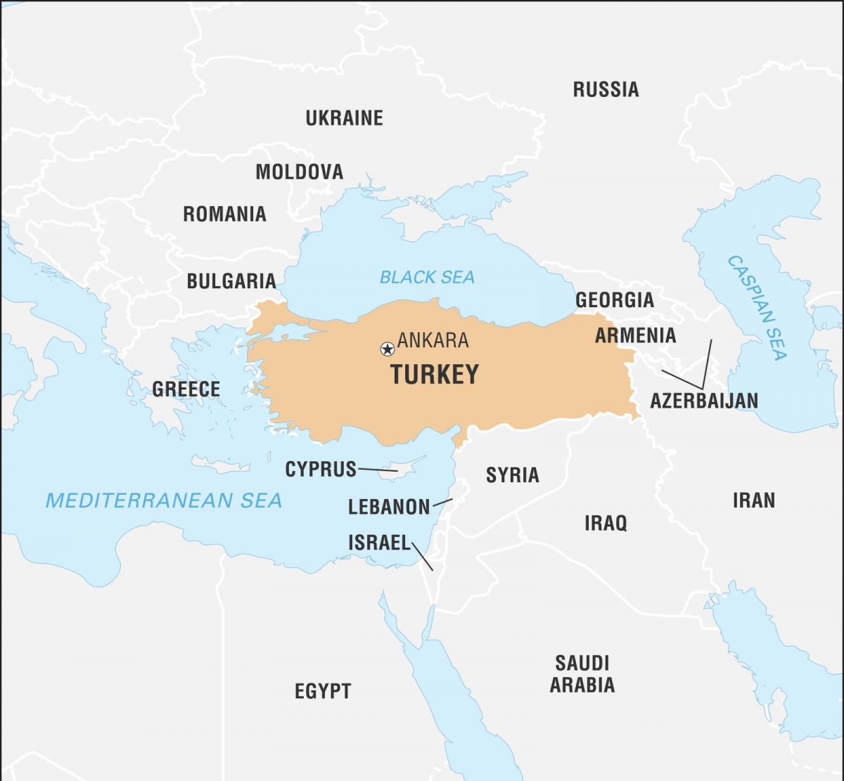 Mapa Turcji i krajów przygranicznych