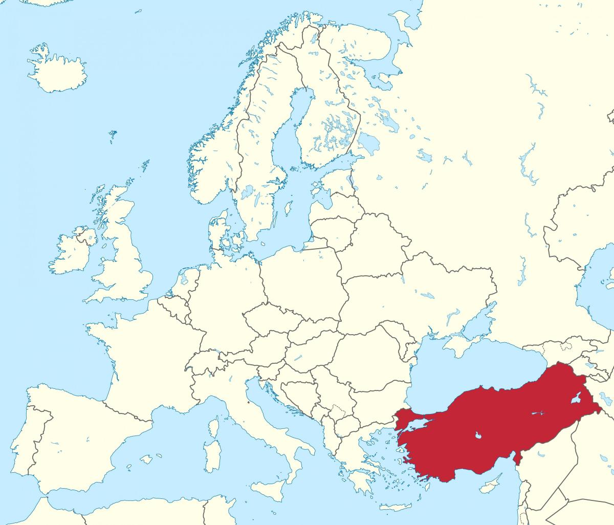 Położenie Turcji na mapie Azji