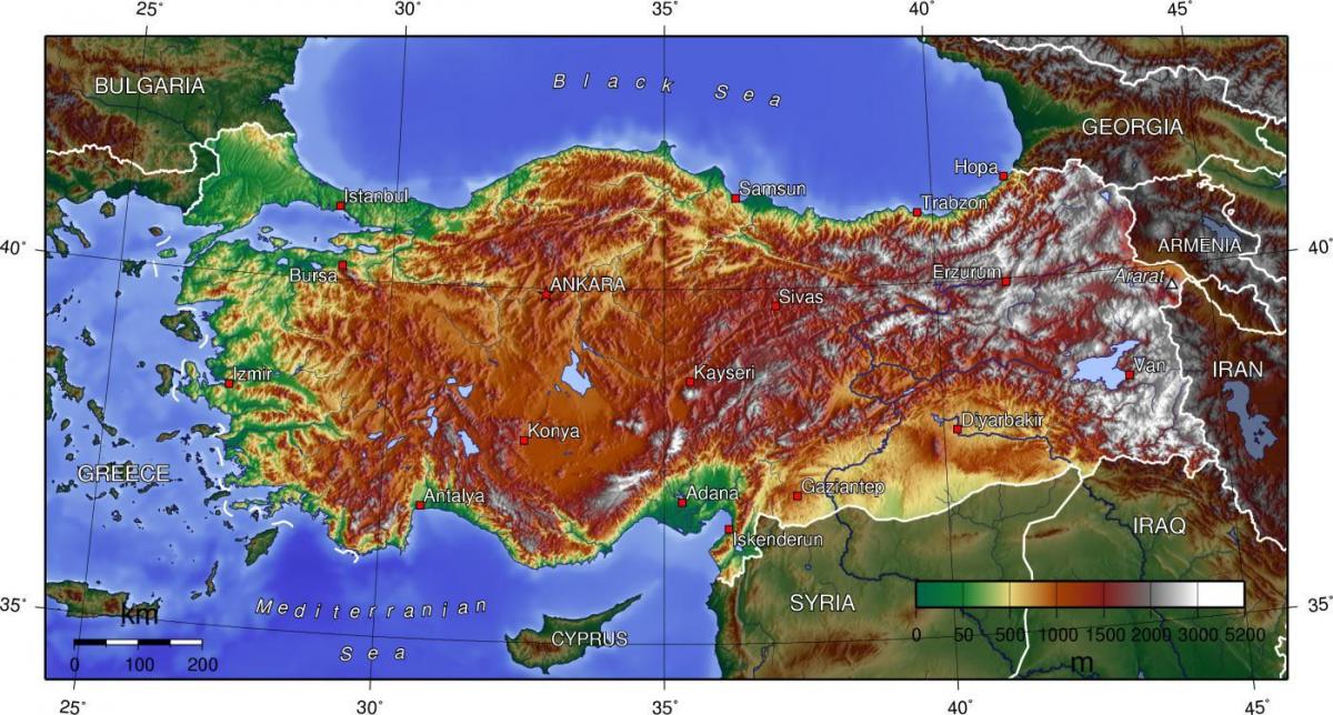 Mapa topograficzna Turcji