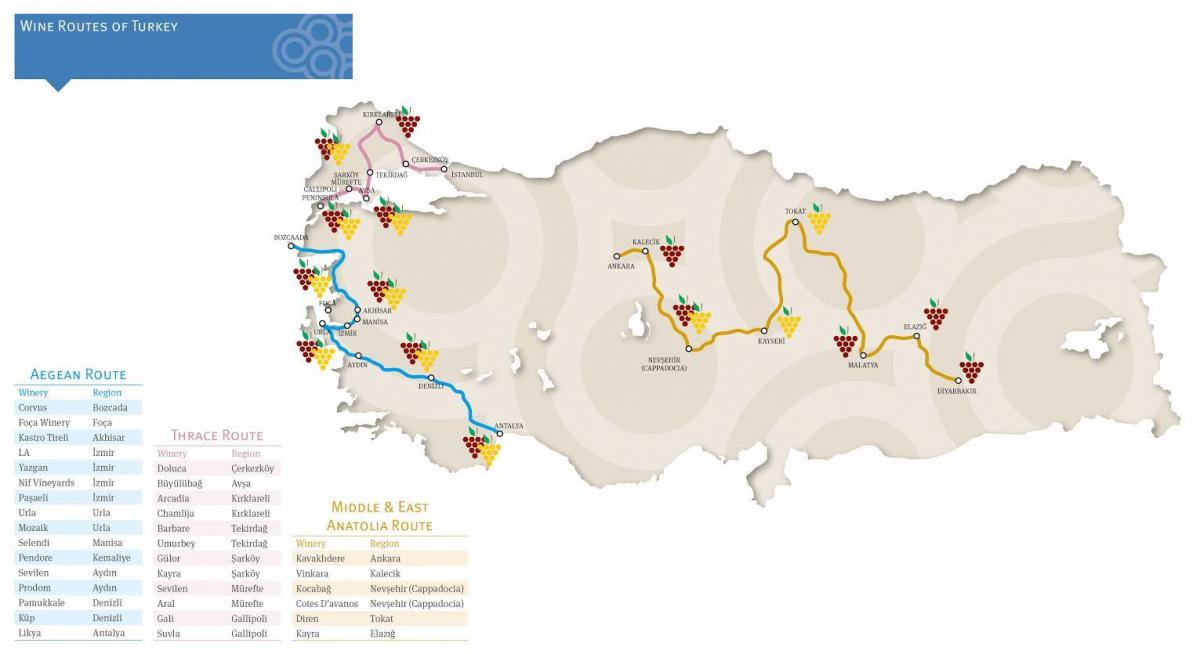 Mapa winnic w Turcji