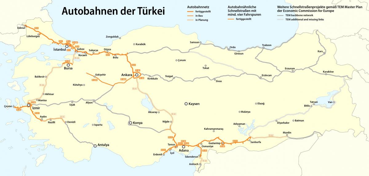 Mapa autostradowa Turcji