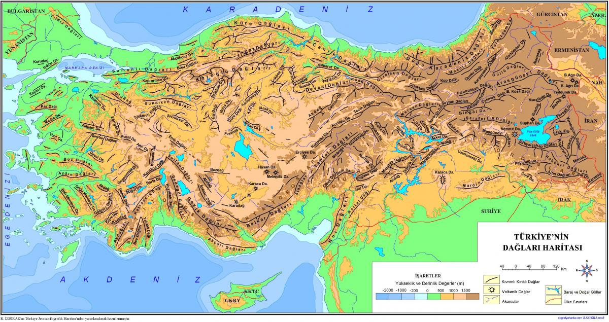 Mapa gór w Turcji