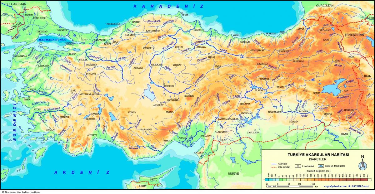 Rzeki na mapie Turcji