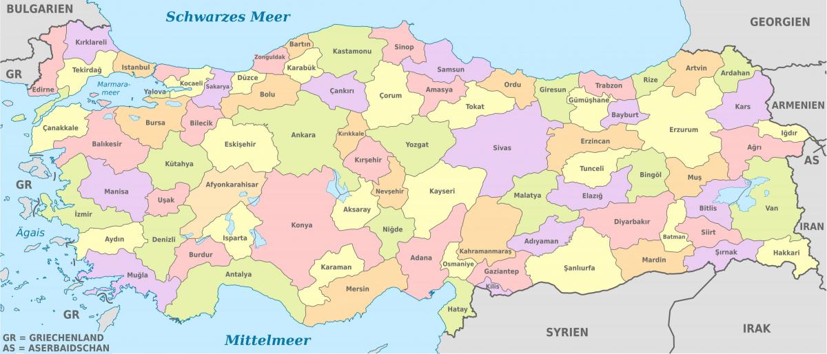 Mapa państwowa Turcji